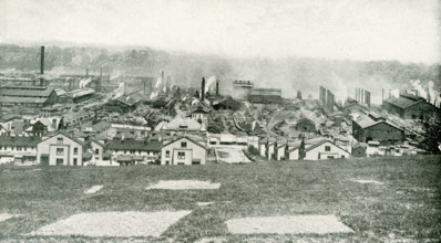 The caption on this photo that deates to the early 1920s reads: A Steel Manufacturing Town.