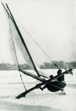 Ice Boating at Long Branch New Jersey Taking a turn while going at a fast clip during one of the