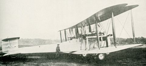 This photo dates to the early 1920s. The caption reads: The British Vickers-Vimy bombing plane,