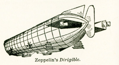 This illustration dates to the early 1920s. Its caption reads: Zeppelin's Dirigible. A Zeppelin is