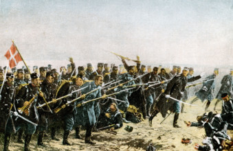 Brigade attack at Dybbol on April 18 1864 after painting by Vilhelm Rosendtand The Battle of Dybbol