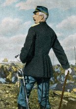 This painting by Jerndorff shows the Danish General du Plat during the Battle of Dybbol on April