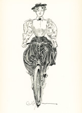 The 1897 caption for this illustration reads: The Wheel of Today,  Woman on Bicycle.