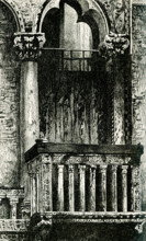 This illustration of a balcony in Campo at San Benedetto in Venice is from John Ruskin's essay