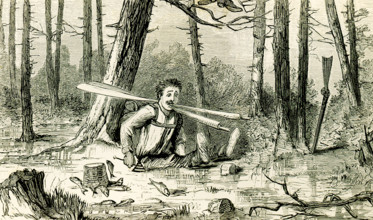 The 1869 caption reads: ""It is pleasant for a man, in the position that I was in, to feel that he