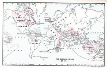 Map of British Empire in 1914.