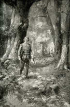 Boy Shakespeare in forest of Arden. As a boy, Shakespeare loved to roam through the forest and to