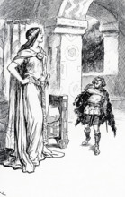 The early 1900s captions reads; The Giant Maiden laughed at Skirnir's threats."" In Norse