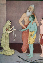 This print showing Rama's Marriage dates to 1913. According to the Ramayana, Lord Shiva had gifted