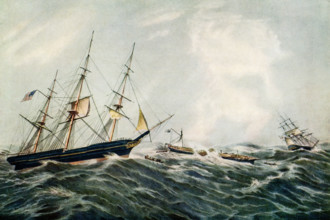 Wreck of the Steamship 'San Francisco' disabled on her voyage home from New York to San Francisco