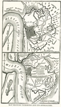 This map dating to late 1800s shows Vicksburg and the approaches to the city during the Civil War.