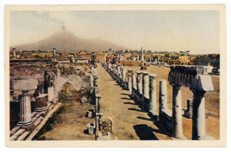 Postcard with general view of Forum at Pompeii in 1952.