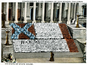 Columbia South Carolina 1918 - Confederate flag formed by 1000 school children on steps of state