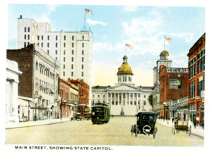 Columbia South Carolina 1918. Main Street in State Capitol.