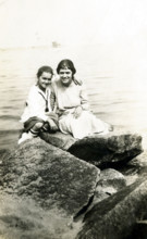 Woman and Girl on Rocks