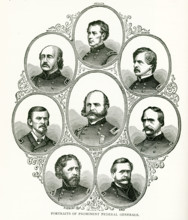 Shown here are portraits of Prominent Federal Generals during the US Civil War. They are, from top