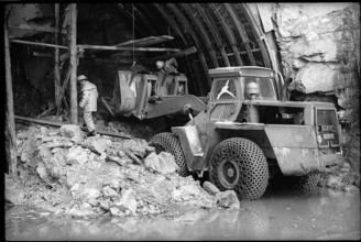 Rofla ravine, tunneling for new San Bernardino road 1967.