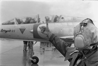 Mirage III getting clearance for take-off, Payerne 1966.