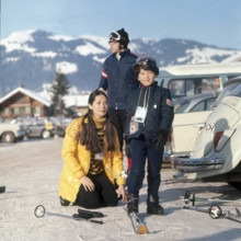 Nancy Kwan with her Son in Gstaad, 1970.
