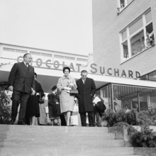 Prince Rainier and Grace of Monaco visit Chocolat Suchard, 1960.