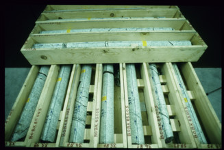 Rock samples, NAGRA rock laboratory, Grimsel 1985.