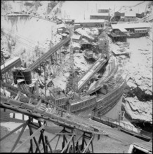 Sambuco dam, building site 1955.