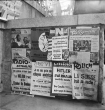 Newspaper posters at Kiosk, 1947.