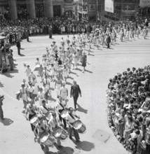 Procession of the schoolchildren at the Fete du Bois, Lausanne 1942.