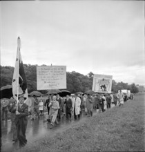 Banner, Protest against construction of hydroelectric power station; 1952.
