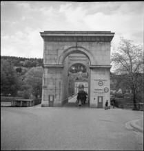Bridgehead of the Kettenbrucke in Aarau to be pulled down 1947.