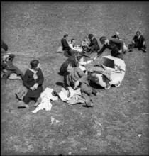 Villagers having a picnic, 1945.