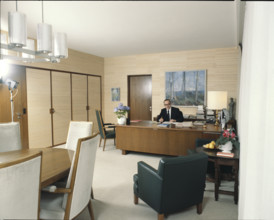 Hans Hurlimann in his office, 1980.