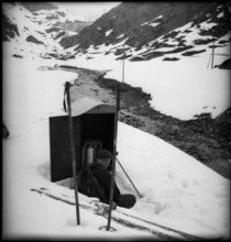 Meteorologist capturing data, Salanfe 1950.