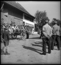 Children watching the war fire brigade exercise, training, 1939.