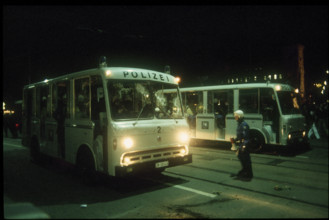 Police intervention, riots at opera house, Zurich 1980.