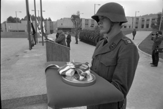 Soldier at official opening of barracks of Bremgarten 1968.