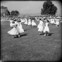 Girls dancing at the children's party in St. Gallen, 1955.