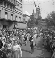 Children at May Day demonstration in Lausanne 1952.