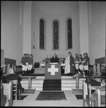 New elected federal president Thomas Holenstein visiting St. Gallen; 1957.