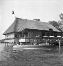 Motor boat powered with wood gas; 1942.