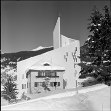 Catholic church and vicarage Klosters 1964.