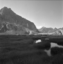 Albigna valley with dam building site 1957.