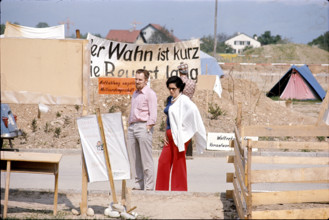 Sympathizers visiting the squatter village.