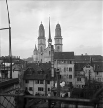 View over roofs; Grossmunster; 1941.