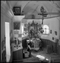 Mountain chapel in the Turtmanntal valley, Switzerland, 1940.