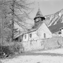 L' Etivaz at Col des Mosses, church; 1955.