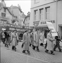 Workers protest against redundancy; 1950.
