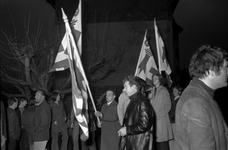 Protesters at Beliers demonstration in Reconvilier, 1972.