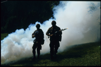 Soldiers at combat training, 1992.