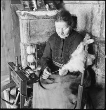 Woman spinning yarn, 1945.